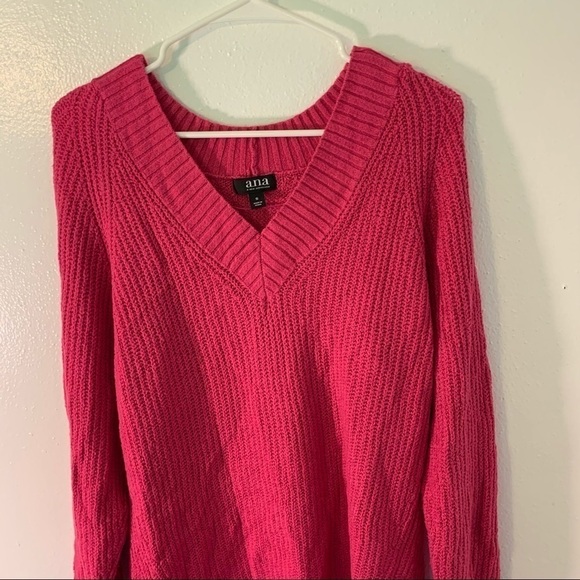 A.n.a. V-Neck High Low Sweater Catalina Hot Pink - Picture 6 of 14